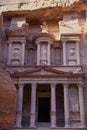 Ancient Petra in Jordan. Al Khazneh (the Treasury) in historical and archaeological site in Jordan
