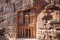 Ancient Petra in Jordan. Al Khazneh (the Treasury) in historical and archaeological site in Jordan