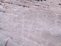 Ancient petroglyph of lizard and man in Valley of Fire Nevada Royalty Free Stock Photo