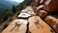 Ancient Petroglyph Path Through Scenic Mountains and Desert Stones Royalty Free Stock Photo