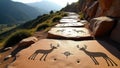 Ancient Petroglyph Path Through Scenic Mountains and Desert Stones Royalty Free Stock Photo