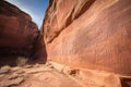 ancient petroglyphs on red canyon walls Royalty Free Stock Photo