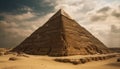 Ancient pharaoh tomb, majestic pyramid sculpture generated by AI