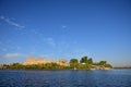 Ancient pharaohs Philae temple in Aswan Egypt in the river nile , old temple have hieroglyphs craved in its stones/Trajan`s Kiosk