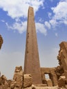Ancient pharaonic obelisk in Egyptian Karnak temple in Luxor city Royalty Free Stock Photo