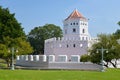 Ancient Phra Sumen fort in the sunny day. View from the Santi Chai Prakan park. Bangkok, Thailand