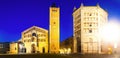 Ancient Piazza Duomo , cathedral and baptistery at dusk, Parma Royalty Free Stock Photo