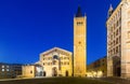 Ancient Piazza Duomo , cathedral and baptistery at dusk, Parma Royalty Free Stock Photo