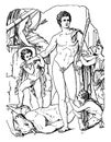 Theseus and the minotaur vintage illustration