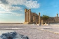 Ancient pillars of beautiful acropolis of Lindos Royalty Free Stock Photo