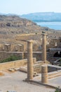 Ancient pillars of a lindos acropolis Royalty Free Stock Photo