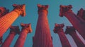 Ancient Pillars Reaching Towards a Vibrant Sky