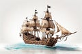 Ancient pirate ship over white backgrouned Royalty Free Stock Photo