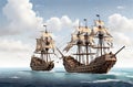 Ancient pirate ship over white backgrouned Royalty Free Stock Photo