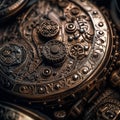Ancient pocket watch close-up. Antique pocket watch macro. Royalty Free Stock Photo