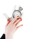 Ancient pocket watch in woman hands Royalty Free Stock Photo