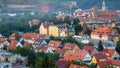 Ancient Polish city of Klodzko from above. View of the red tiled roofs from above Royalty Free Stock Photo