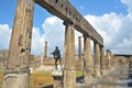 Ancient Pompei city skyline and bronze Apollo statue, Italy travel photo. Pompei one of the most popular tourist attractions in Royalty Free Stock Photo