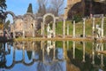 Ancient pool called Canopus in Villa Adriana Hadrian`s Villa in Tivoli, Italy