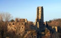 Ancient Popular tourism ruins of the castle Okor, Prague, Czech Republic.