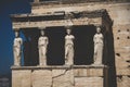 Ancient Porch of the Caryatids at the famous Erechtheion Greek temple Royalty Free Stock Photo
