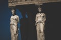 Ancient Porch of the Caryatids at the famous Erechtheion Greek temple Royalty Free Stock Photo