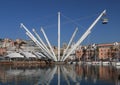 Ancient port of Genoa: The pillars that support the skating rink and the Bigo