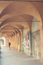 Ancient porticos in Bologna in Italy Royalty Free Stock Photo