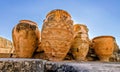 Ancient pottery displayed at the ruins of Knossos on the island of Crete in Greece Royalty Free Stock Photo