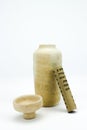 Ancient pottery vase with written scroll Royalty Free Stock Photo