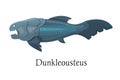 Ancient prehistoric animal dinosaur. Wild water predatory animal Dunkleosteus fish.