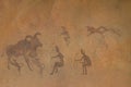 Ancient primitive drawings on cave walls