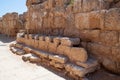 Ancient public latrine/toilet system in the archaeological park of King Herod`s harbor town, Caesarea Maritima