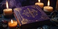 ancient purple theme grimoire adorned with arcane symb ai generated Royalty Free Stock Photo