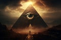 Ancient Pyramid eye creepy. Generate Ai