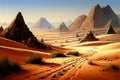 Ancient pyramids in the desert. Generative AI