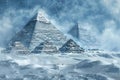 Ancient Pyramids in Snow, Egypt Pyramid in Winter, Global Cooling, Climate Change, Ice Age