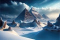 Ancient Pyramids in Snow, Egypt Pyramid in Winter, Global Cooling, Ice Age, Generative AI Illustration