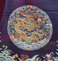 Ancient Qing Kesi Tapestry Antique Qianlong Empress Silk Dragon Robe Embroidered Polychrome Clouds Bats Pattern Wardrobe Fabric