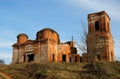 Ancient red brick stone ruined Russian Orthodox church. Shapshi village, Tatarstan Royalty Free Stock Photo