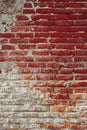 Ancient red brick wall with plaster on low half, copyspace for background Royalty Free Stock Photo