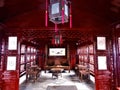 Ancient red house in Shanghai, China. Art, history, architecture and interior design