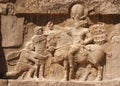 Ancient relief of Naqsh-e Rustam triumph of Shapur I Royalty Free Stock Photo