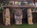 Ancient religious monument and megalithic pre-columbian sculpture in San AgustÃ­Â­n Archaeological Park Royalty Free Stock Photo