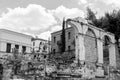 Ancient remains of the Roman Agora, marketplace built in Roman period in plaka district of Athens, Greece