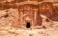 Ancient Renaissance Tomb carved in sandstone rock, Wadi Farasa canyon, Petra, Jordan