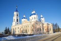 Resurrection Cathedral close-up on a sunny January day. Kashin, Tver oblast, Russia