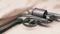 Ancient revolver. Old gun. Royalty Free Stock Photo