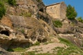 Ancient cave city road bakhchisaray chufut crimea medieval street stone, concept landscape building for tourism from