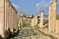 Ancient Colonnade along the South Decumanus in Jerash, Jordan Royalty Free Stock Photo